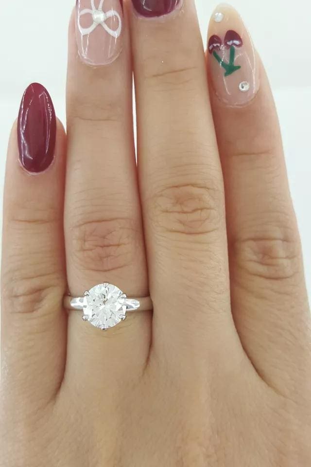 Round Diamond Solitaire Engagement Ring 1.51 ct 3EX Cut Platinum