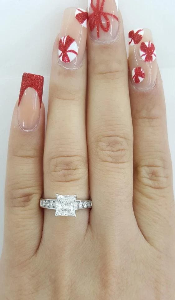 Princess Ideal Cut Diamond Engagement Ring 1.86 ct 14K W Gold Retail $12,500