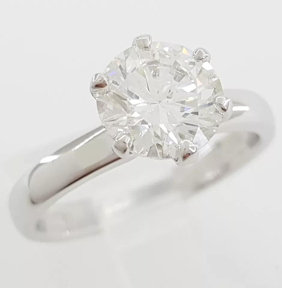 Round Diamond Solitaire Engagement Ring 1.51 ct 3EX Cut Platinum
