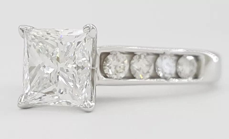 Princess Ideal Cut Diamond Engagement Ring 1.86 ct 14K W Gold Retail $12,500