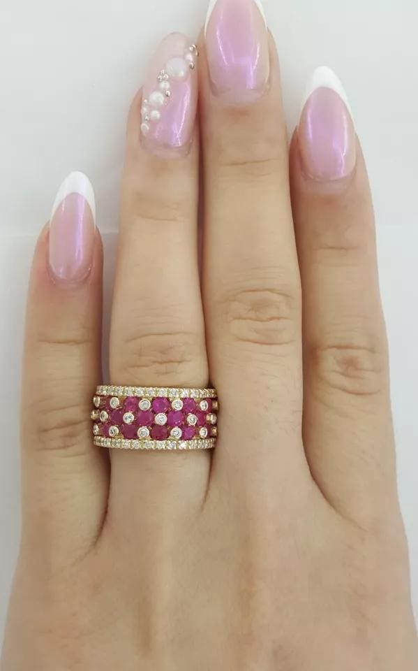 Effy Ruby & Diamond Eternity Ring 14K Yellow Gold 5 ct 9.7mm