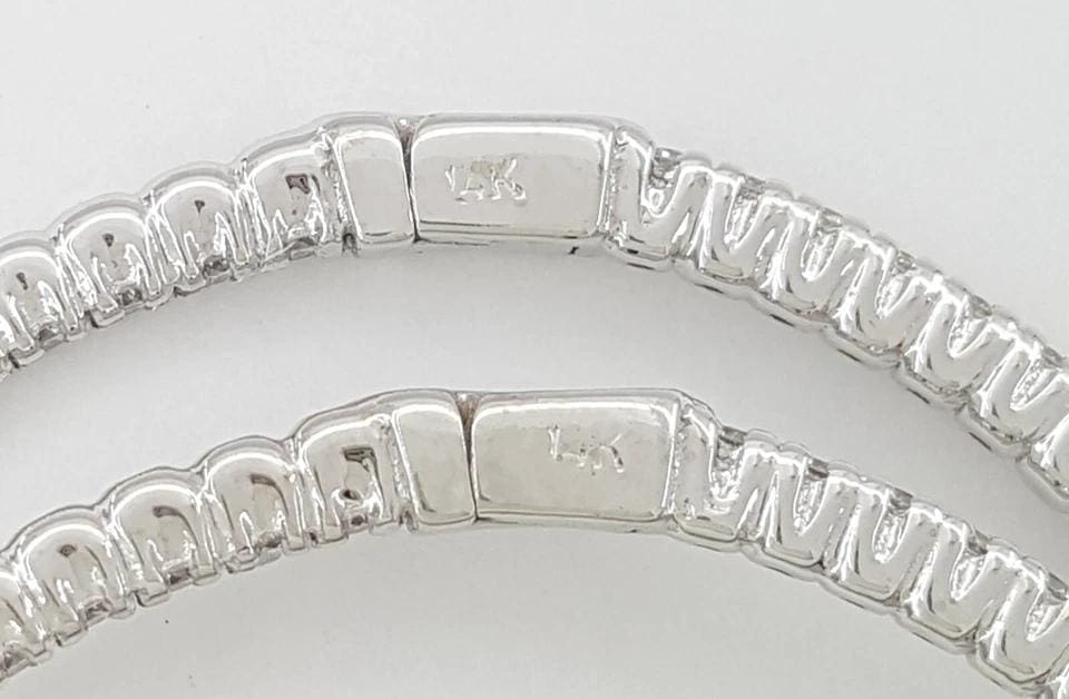 Inside Out Hoop Diamond Earrings 1.06 ct 14k White Gold 36 mm