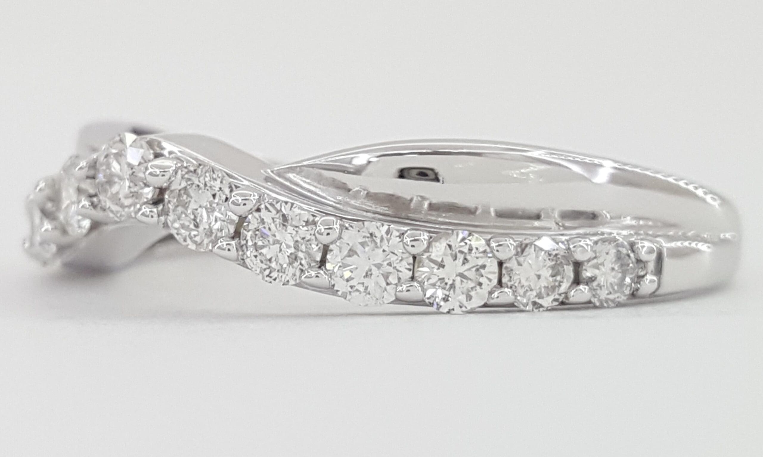 Half Circle Round Diamond Curve Wedding Band Ring 0.5 ct 14k White Gold 4.5mm