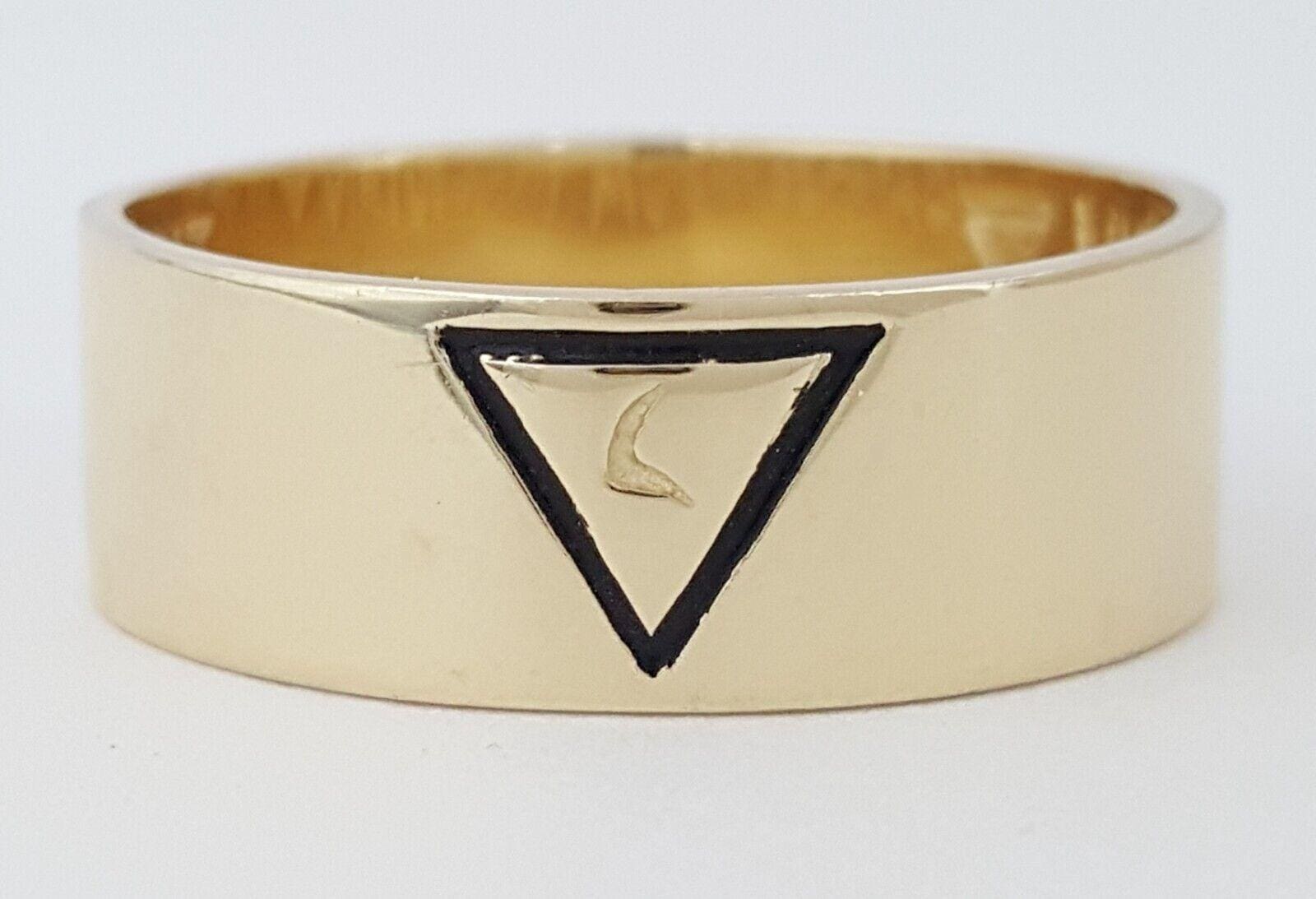 JUN'S Sonic Ring 銅 Masonic Freemasons Virtus Junxit Mors Men's Ring 14K Gold 7.4 mm