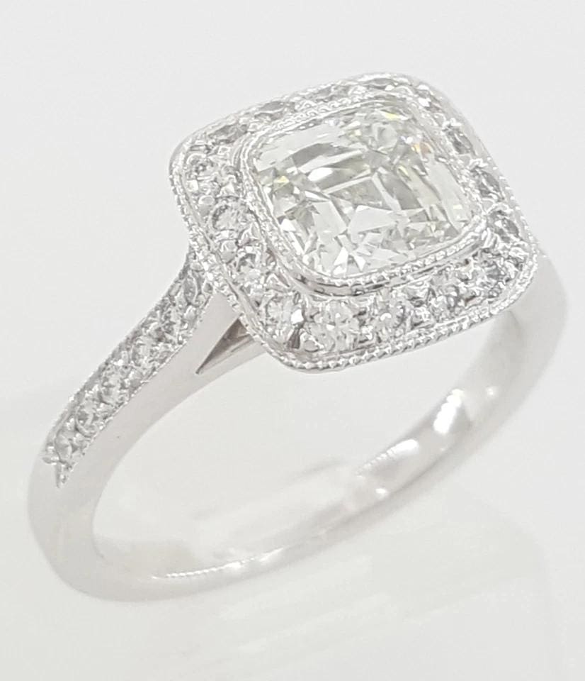 Tiffany & Co Legacy Cushion Diamond Halo Engagement Ring 1.44 ct Retail $17,400