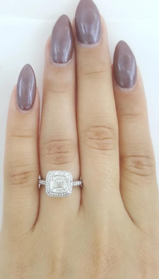 Tiffany & Co Legacy Cushion Diamond Halo Engagement Ring 1.44 ct Retail $17,400
