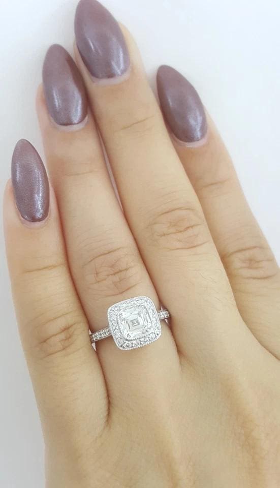 Tiffany & Co Legacy Cushion Diamond Halo Engagement Ring 1.44 ct Retail $17,400