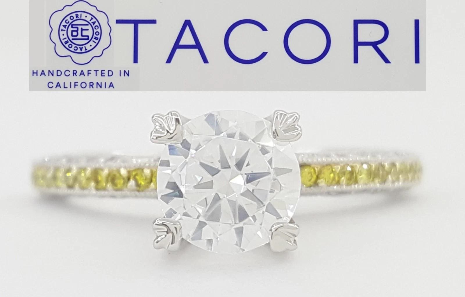 Tacori Yellow Diamond Semi-Mount Engagement Ring 0.5 ct CZ Plat & 18k Rt $6,950