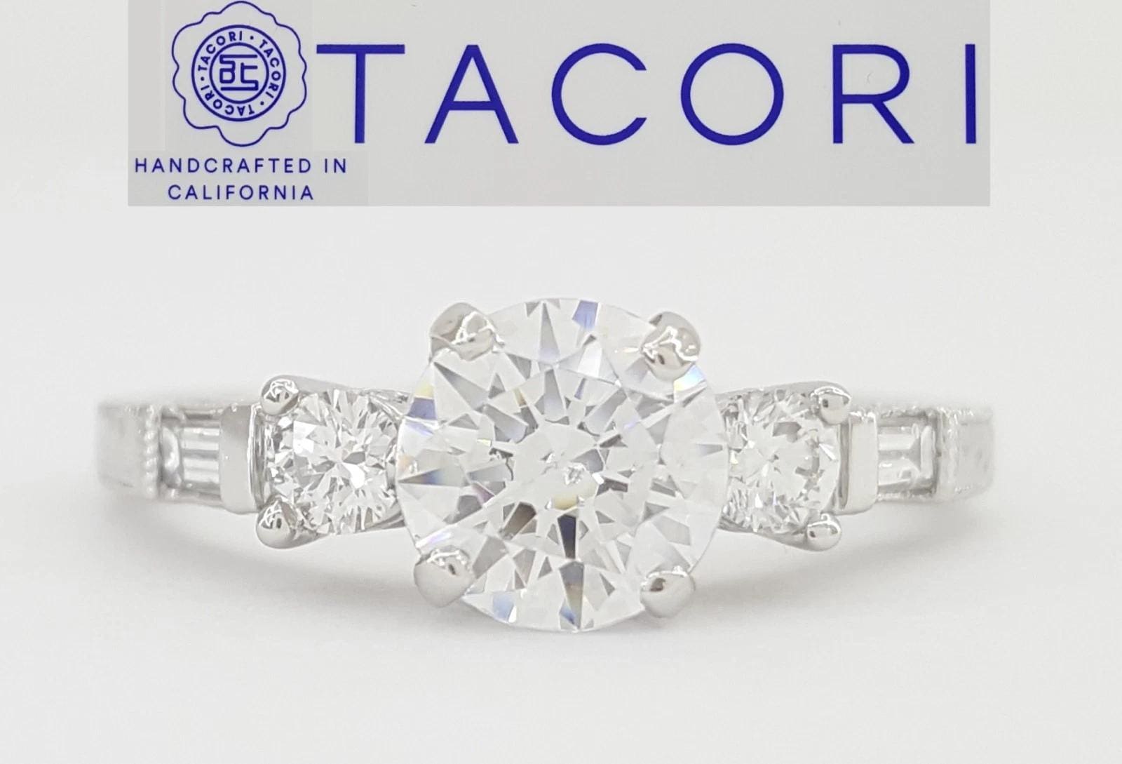 Tacori Crescent Semi-Mount Platinum Round Engagement Ring 0.31 ct Rtl $3,980