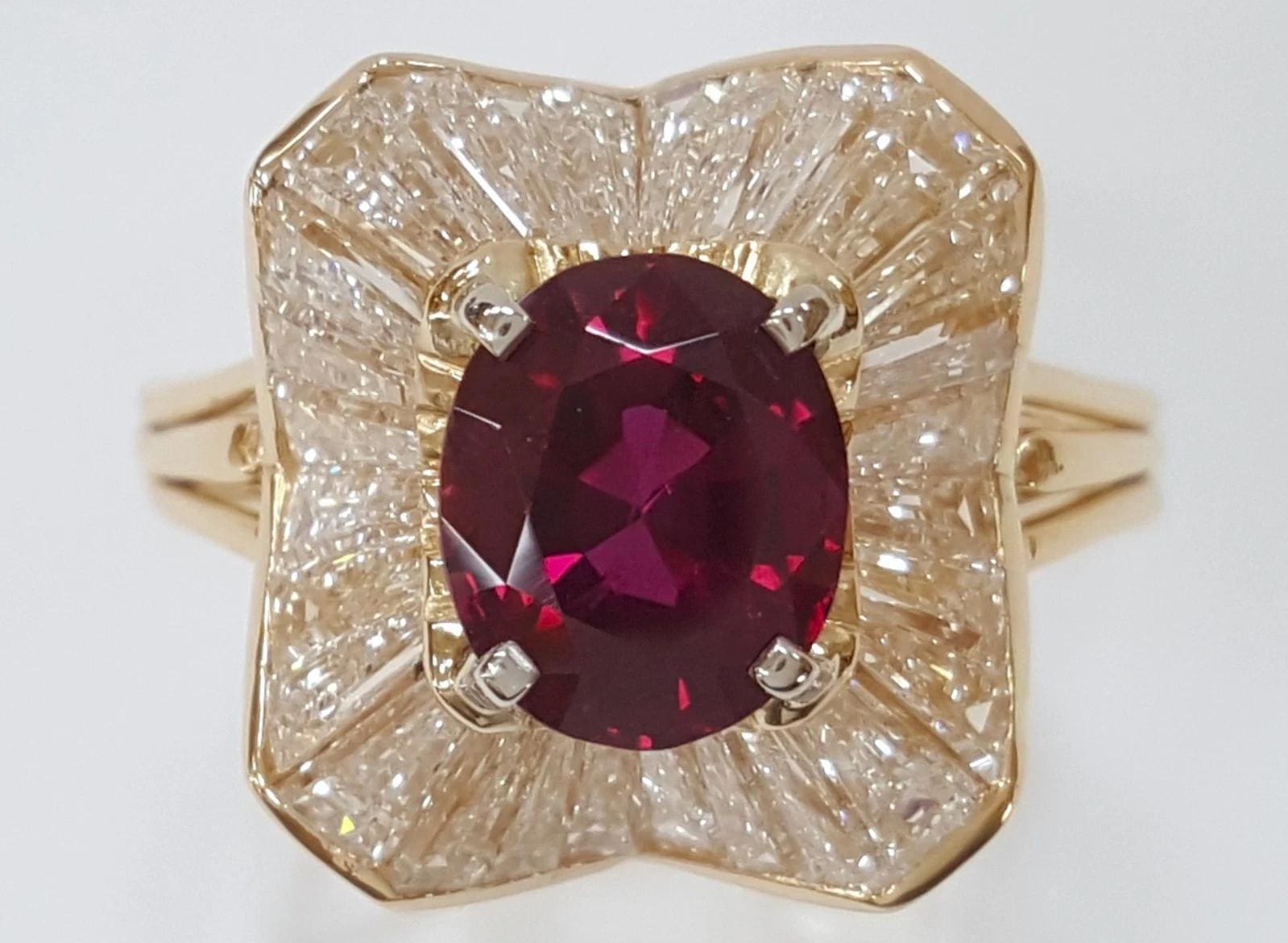 Oscar Heyman No Heat Oval Ruby & Diamond Ballerina Statement Ring 4.98 ct GIA