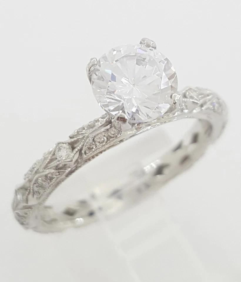 Tacori Platinum Semi-Mount Diamond Engraved Engagement Ring 0.35 ct Rtl $4,950