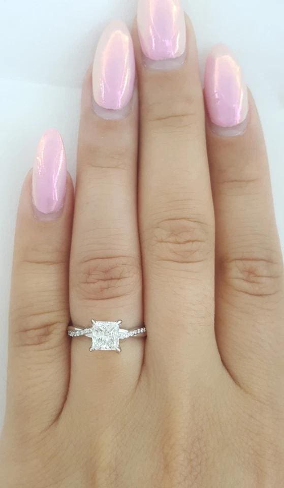 Do Amore Princess Cut Diamond Crossover Engagement Ring 1.1 ct 14K W Gold $7.5K