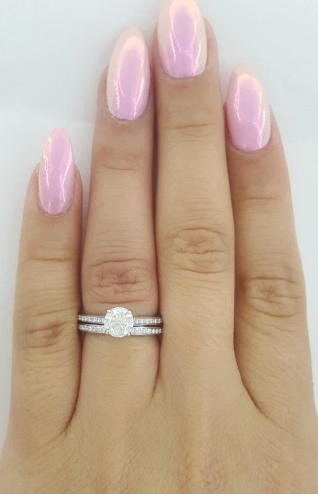 A.Jaffe Round Diamond Hidden Halo Engagement Ring Set 1.04 ct 14k Gold Rtl $10k