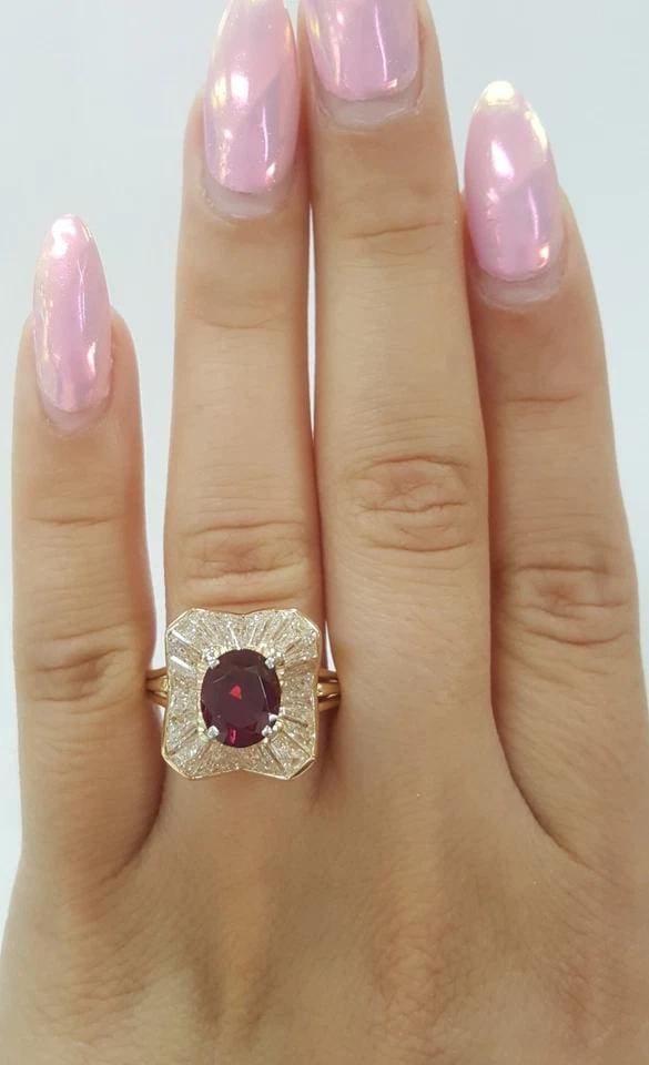 Oscar Heyman No Heat Oval Ruby & Diamond Ballerina Statement Ring 4.98 ct GIA