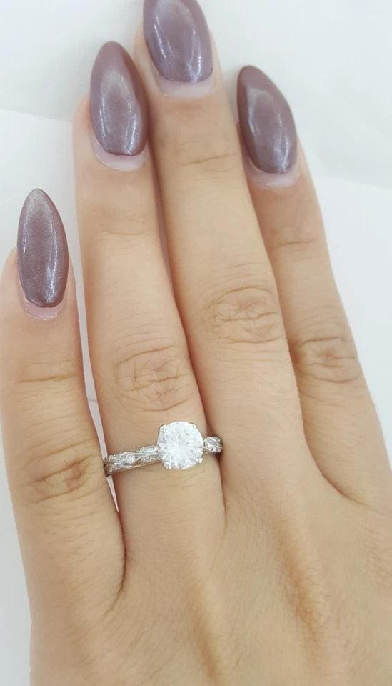 Tacori Platinum Semi-Mount Diamond Engraved Engagement Ring 0.35 ct Rtl $4,950