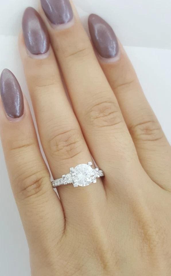 Tacori Crescent Semi-Mount 3 Stone Engagement Ring 0.48 ct 18k W Gold