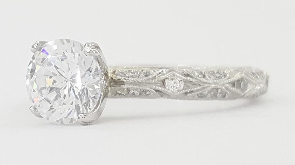Tacori Platinum Semi-Mount Diamond Engraved Engagement Ring 0.35 ct Rtl $4,950