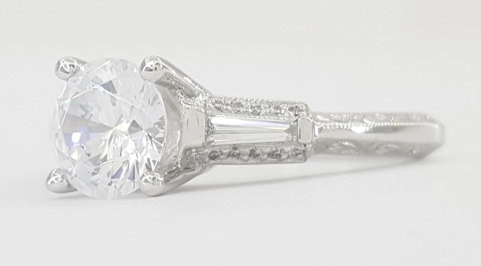 Tacori Three 3-Stone Round Semi-Mount Engagement Ring 0.24 ct Platinum Rtl 5,120