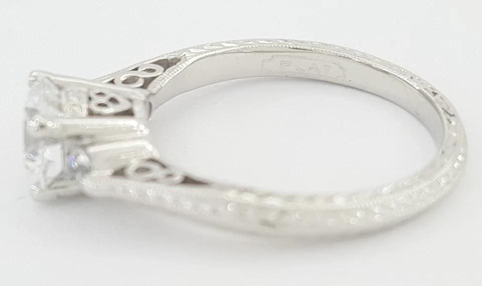 Tacori Round Semi-Mount Three Stone Engagement Ring 0.15 ct Platinum Rt $3,360