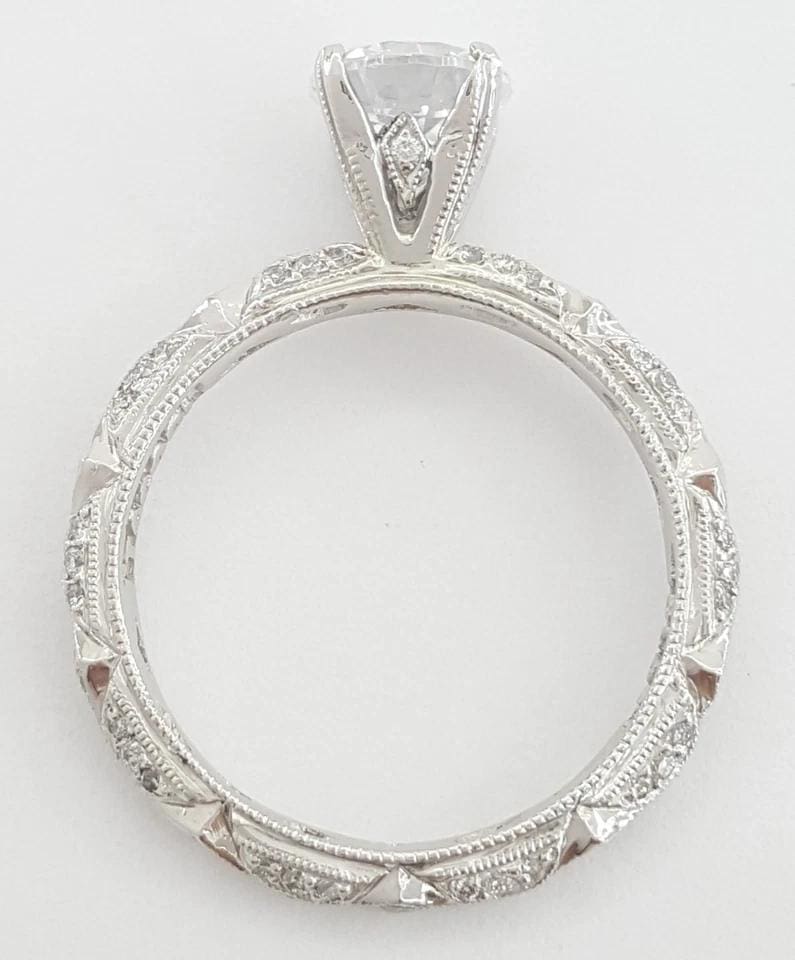 Tacori Platinum Semi-Mount Diamond Engraved Engagement Ring 0.35 ct Rtl $4,950