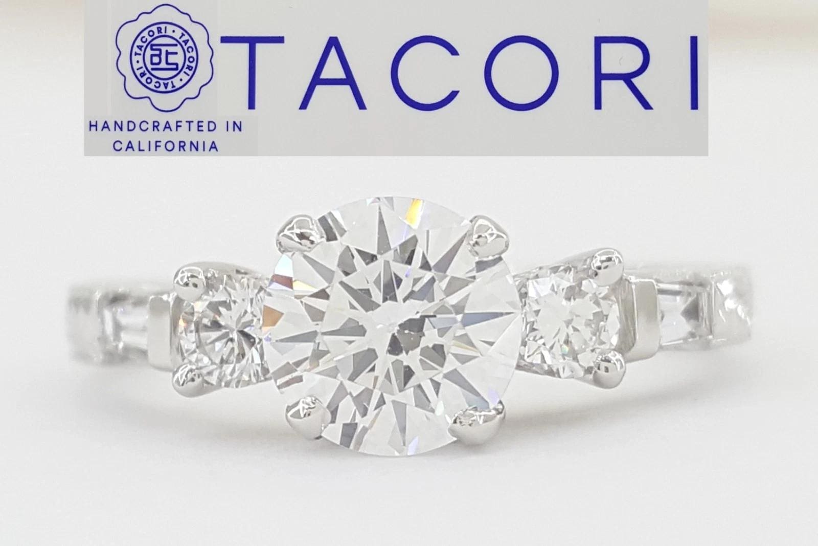 Tacori Round Semi-Mount Three Stone Engagement Ring 0.25 ct Plat & 18k Rt $3,390