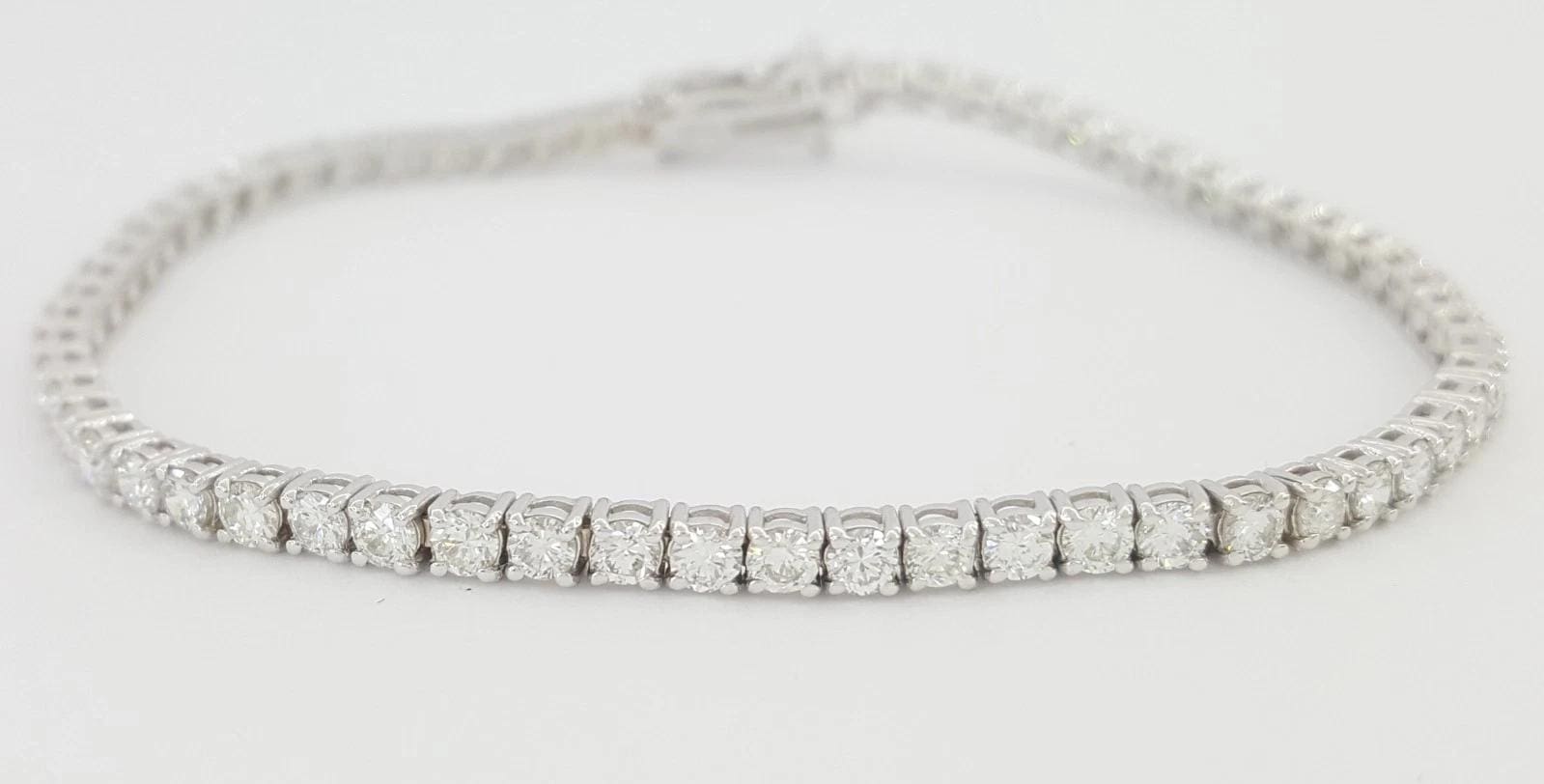 Round Diamond Tennis Bracelet 4 ct 18K White Gold 7.25" Rtl $10K