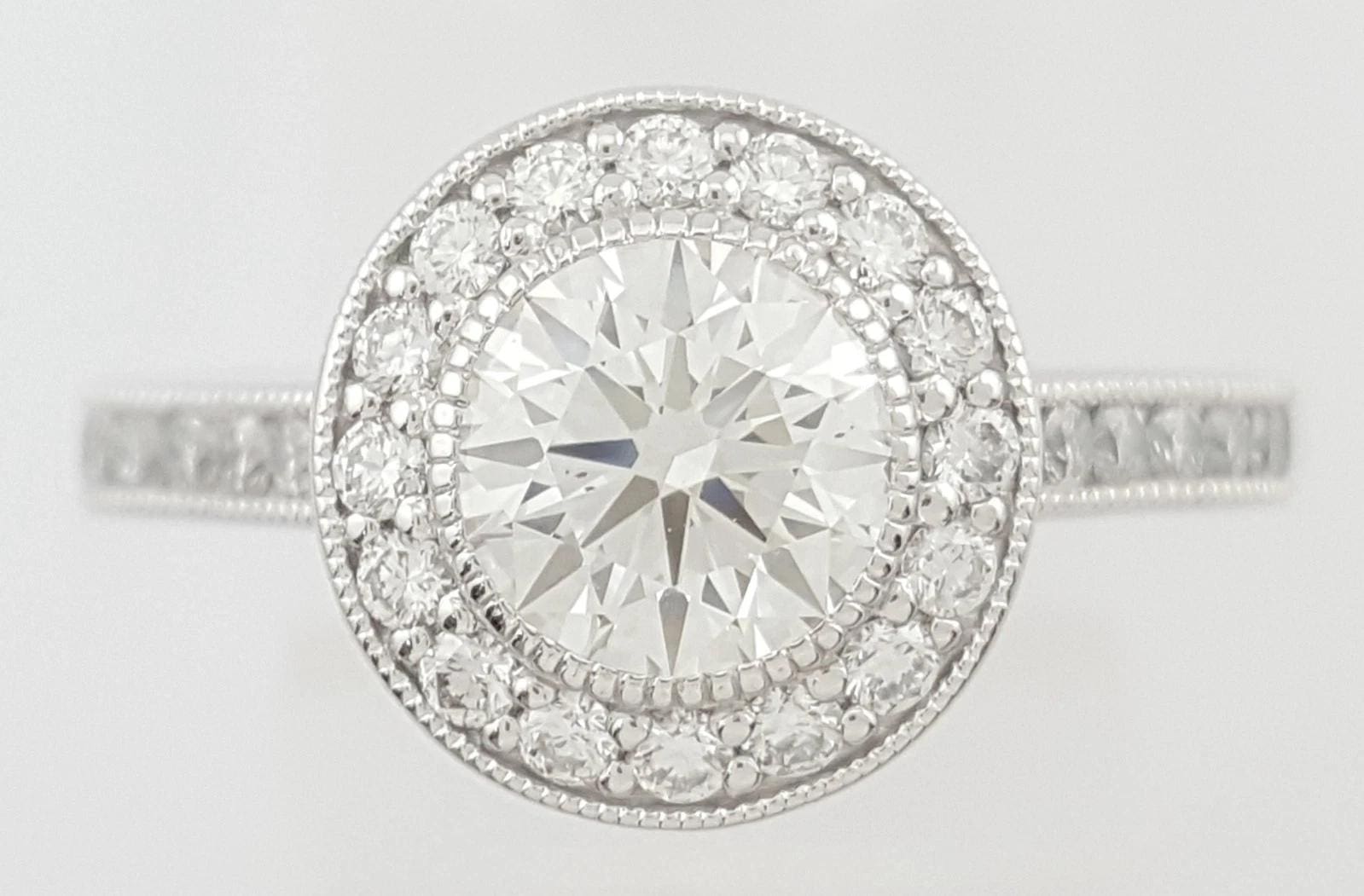 Natural Round Ideal Cut Halo Diamond Engagement Ring Platinum 1.48 ct Rtl $9.5K