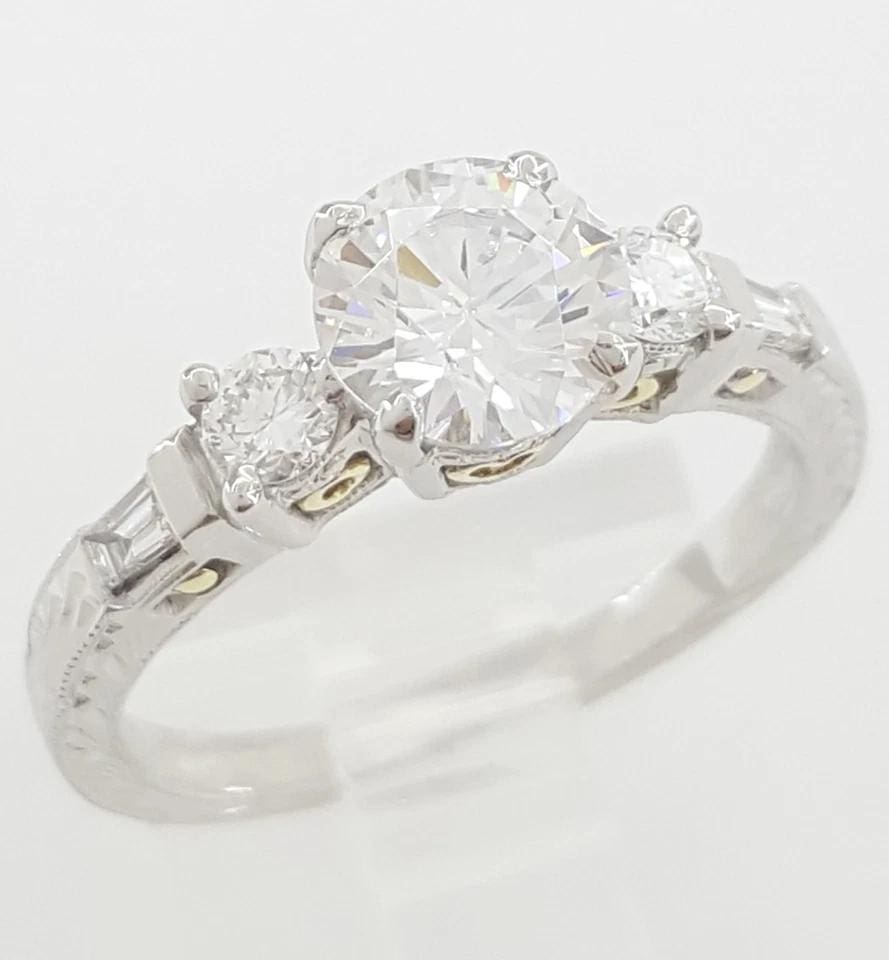 Tacori Round Semi-Mount Three Stone Engagement Ring 0.25 ct Plat & 18k Rt $3,390