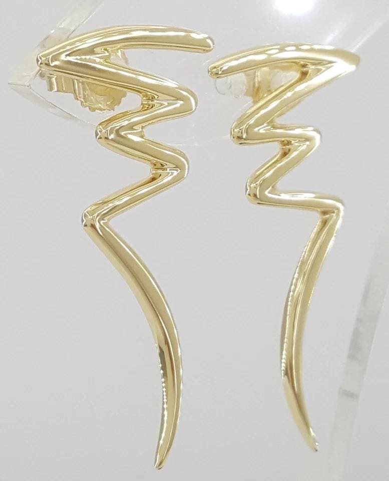 Tiffany & Co Paloma Picasso 18K Yellow Gold Zig Zag Earrings 5.5 Grams 1.39"