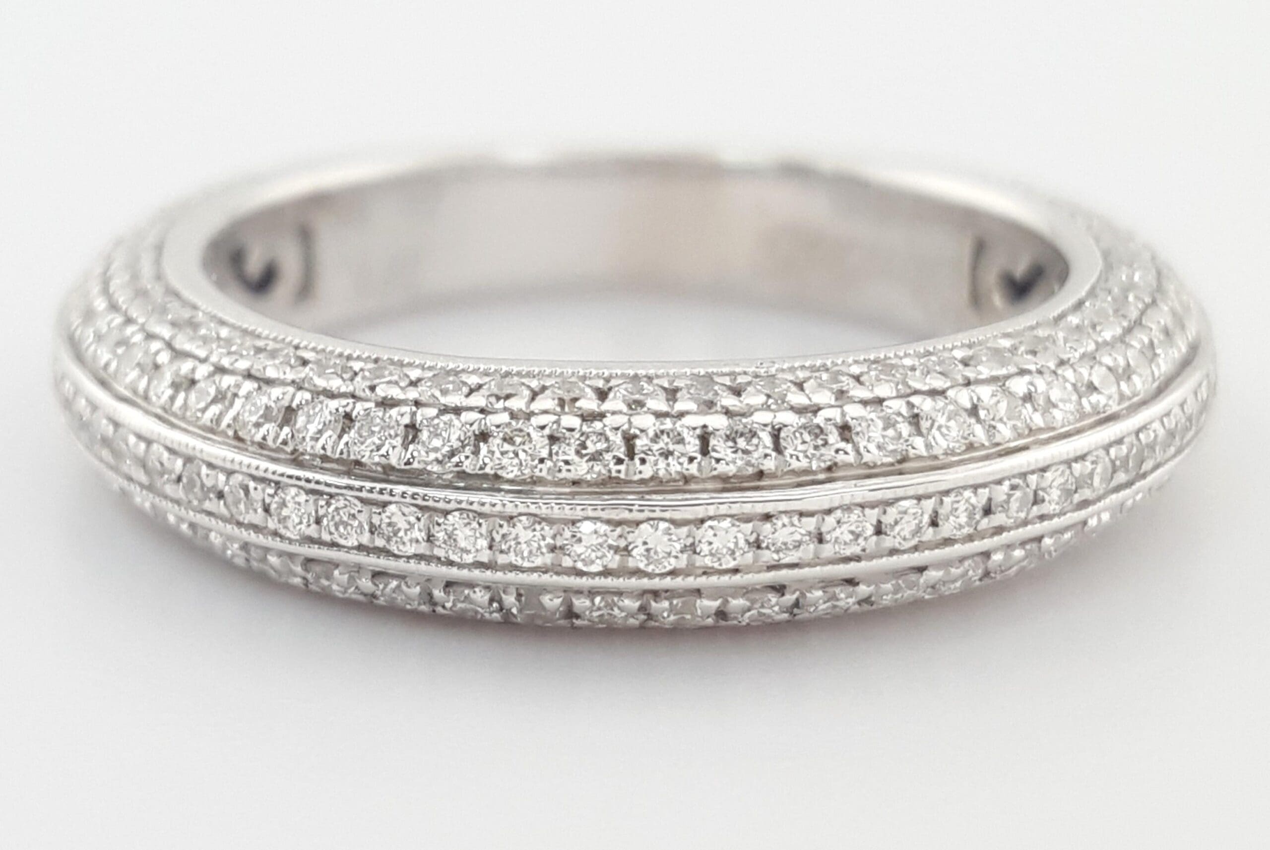Simon G. Diamond Pave Wedding Band Ring 0.82 ct 18k White Gold 4.6mm