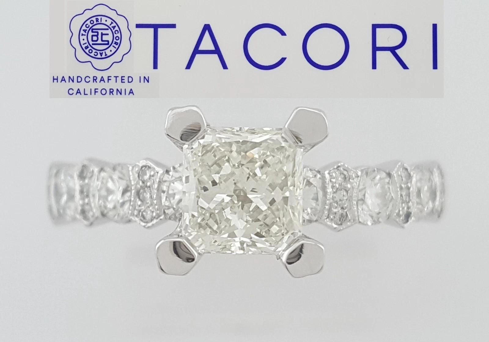 Tacori Radiant Cut Diamond Platinum Engagement Ring 1.78 ct