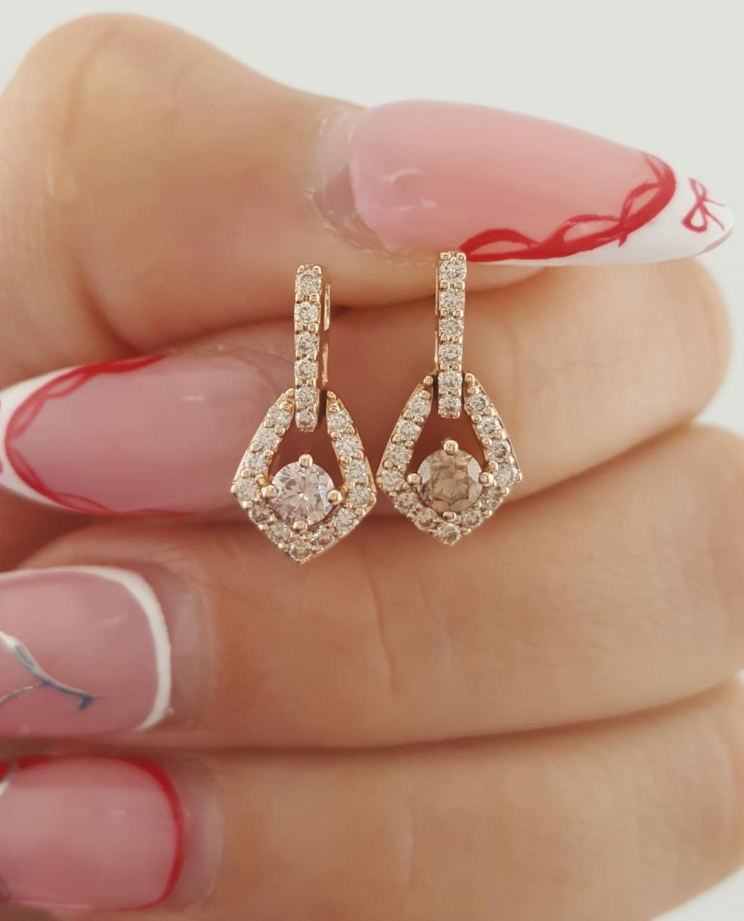 LeVian Chocolate Nude Diamond Drop Dangle Earrings 14k Strawberry Gold 0.63 ct - Image 4