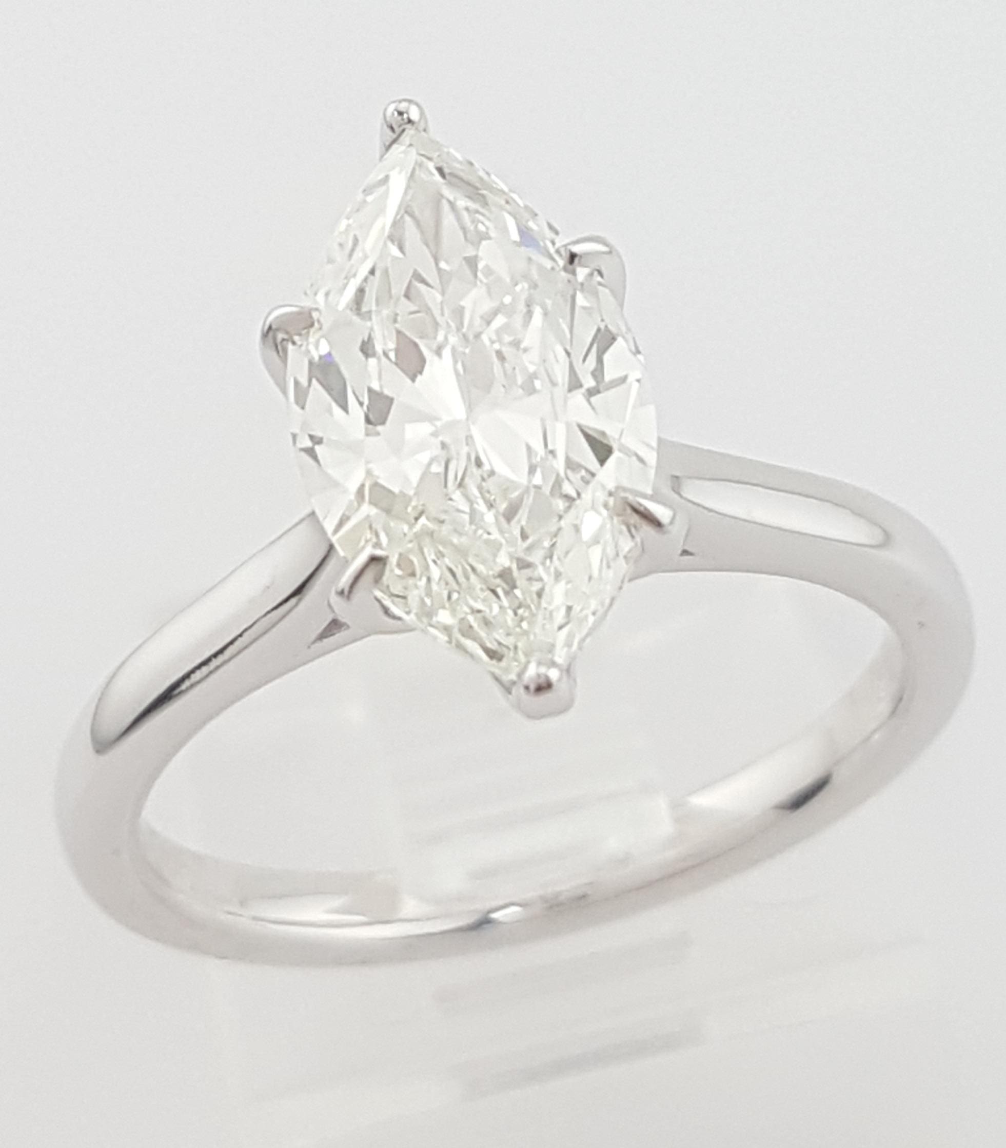 Marquise Natural Diamond Solitaire Engagement Ring 1.91 ct 14k W Gold Rtl $28K
