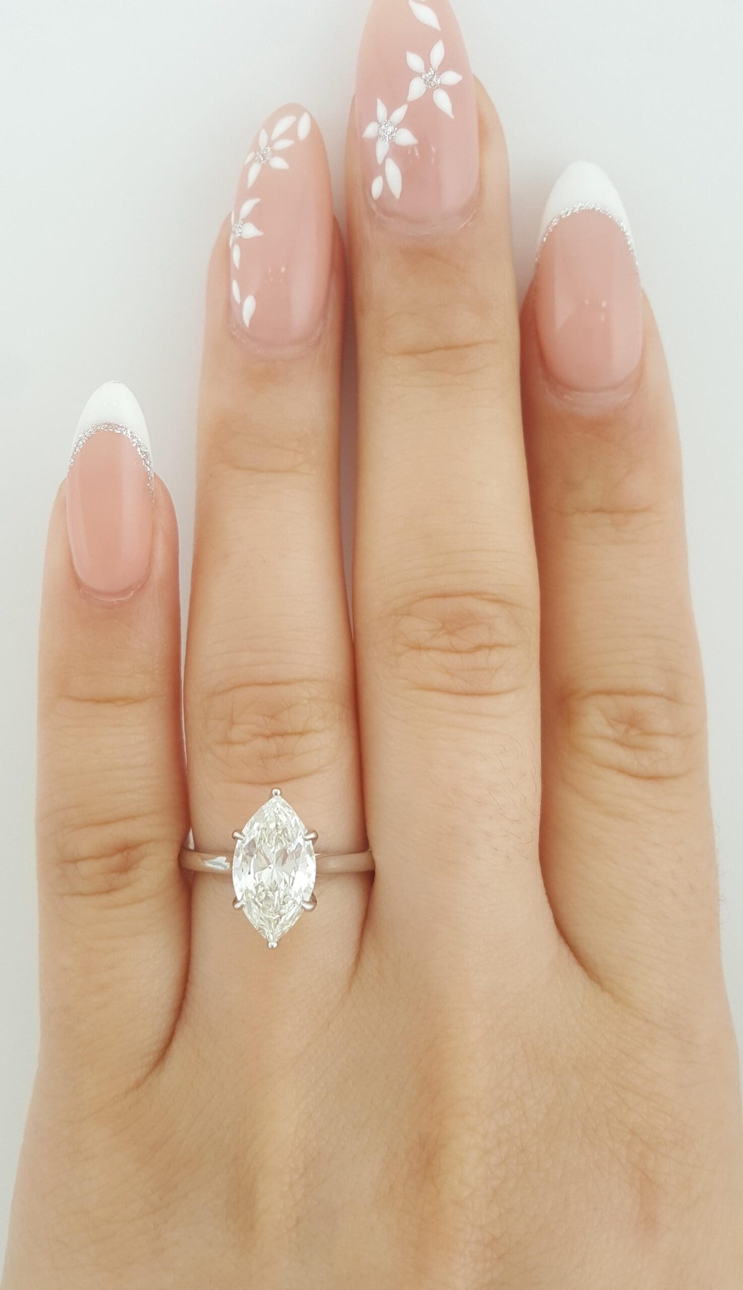 Marquise Natural Diamond Solitaire Engagement Ring 1.91 ct 14k W Gold Rtl $28K