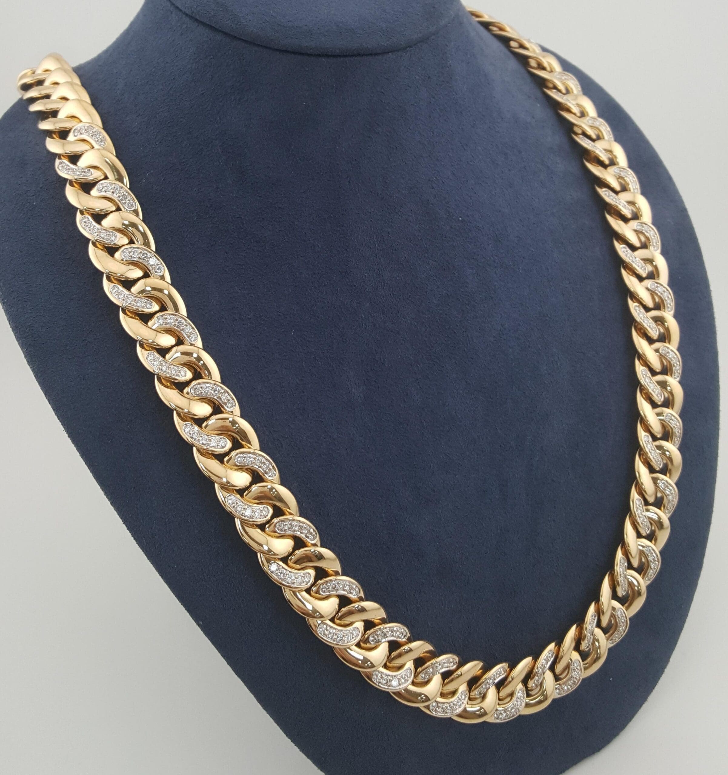 Diamond Cuban Chain Necklace 6 ct 18K Yellow Gold Germany 13.5 mm 244.5 Grams