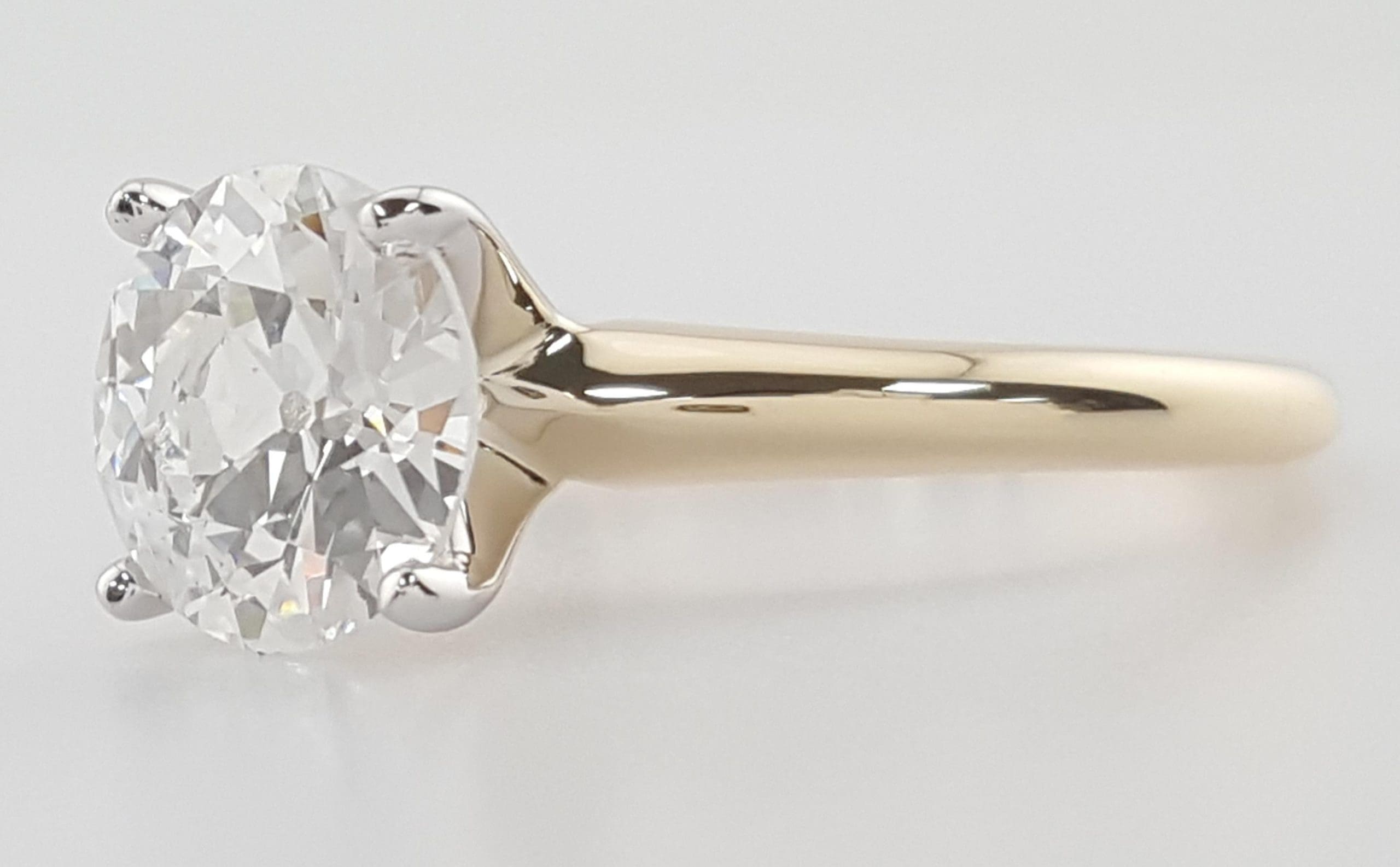 Antique Old European Diamond Solitaire Engagement Ring 1.41 ct 14k 2-Tone Gold