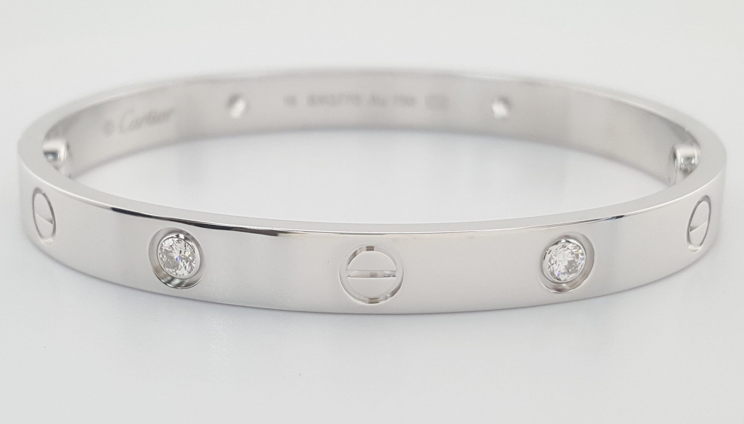Cartier LOVE 18K White Gold 4 Diamonds 0.42 ct Bracelet SZ 16 Rtl $14,000