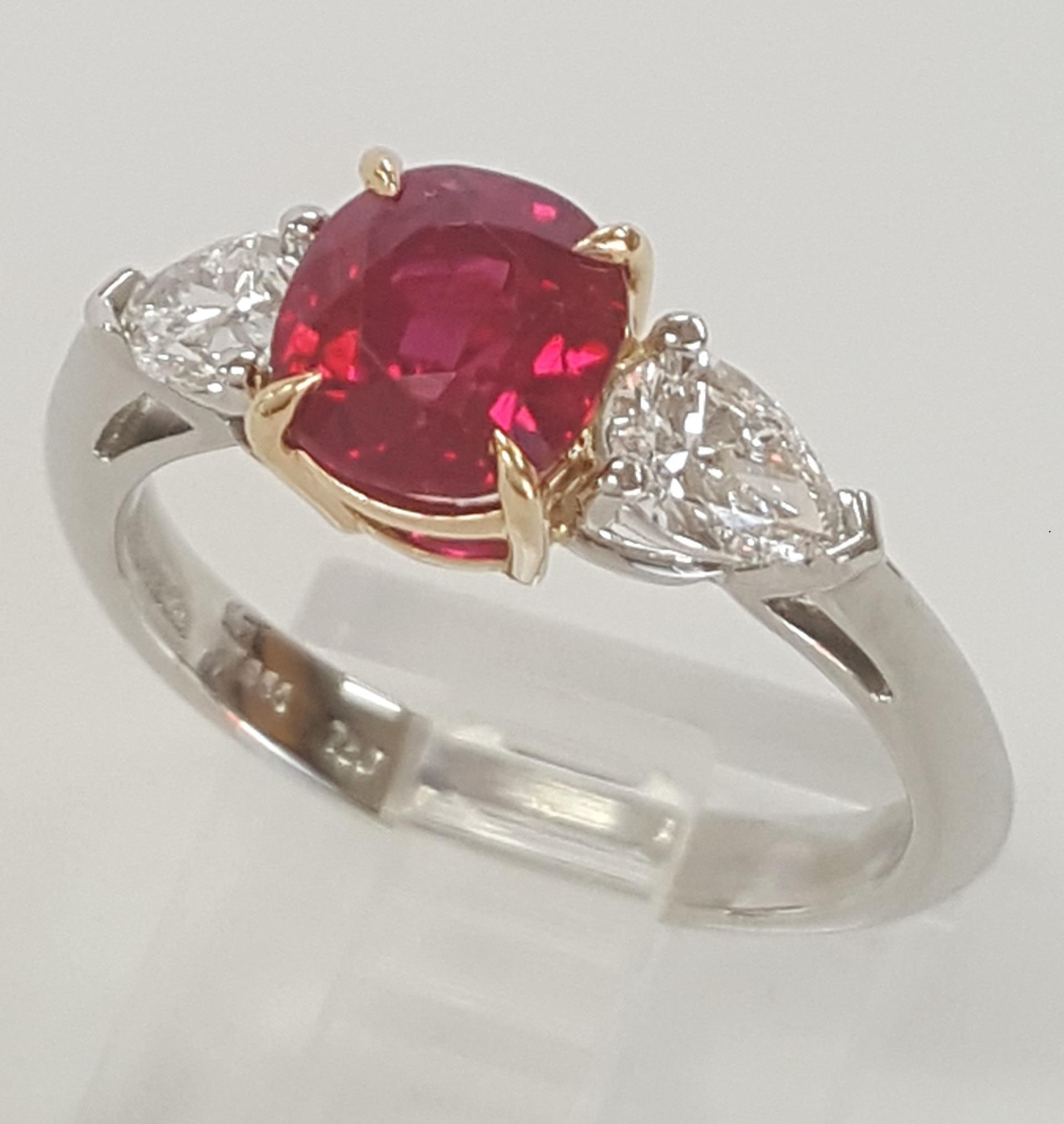 Tiffany & Co Burma No Heat Ruby Diamond Ring 2.6 ct Plat 18k