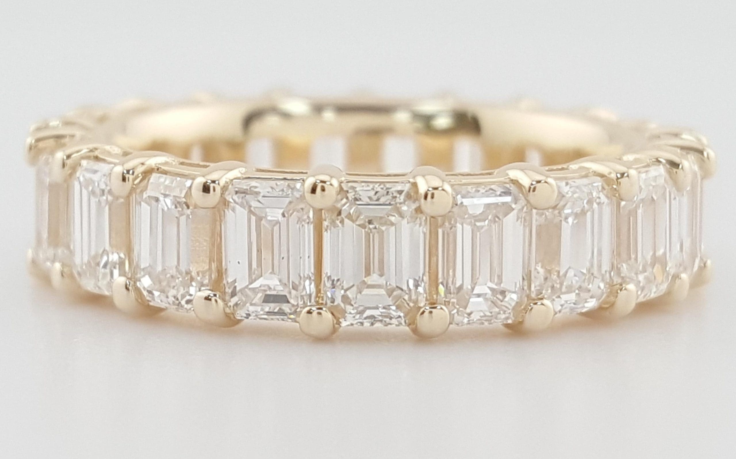 Emerald Cut Diamond Full Circle Eternity Wedding Anniv. Ring 4.2 ct 14K $13.6K