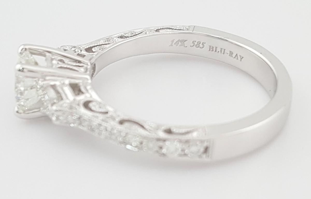 Round Diamond Three Stone Engagement Ring 1.11 ct 14k White Gold Rtl $6K
