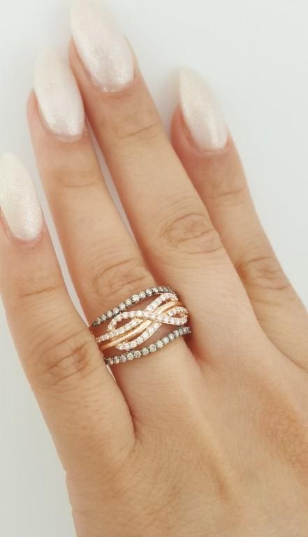 LeVian Le Vian Crossover White Chocolate Diamond Ring 0.9 ct 14K Rose Gold