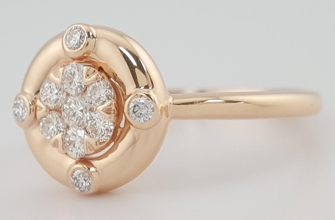 Round Diamond Cluster Halo Engagement Ring 14k Rose Gold 0.25 ct 2.5 Grams