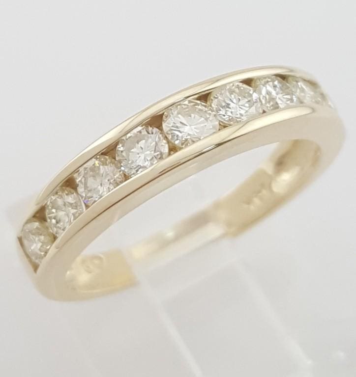 Round Diamond Channel Half Circle Wedding Band Ring 0.75 ct 4 mm 14k White Gold