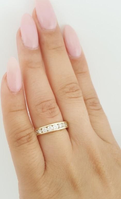 Round Diamond Channel Half Circle Wedding Band Ring 0.75 ct 4 mm 14k White Gold