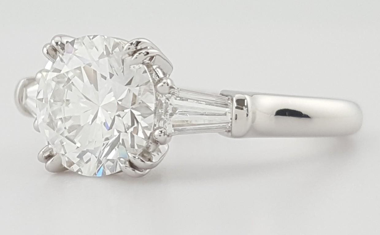 Harry Winston Classic Round Diamond Three Stone Engagement Ring 2.4 ct Rtl $66K