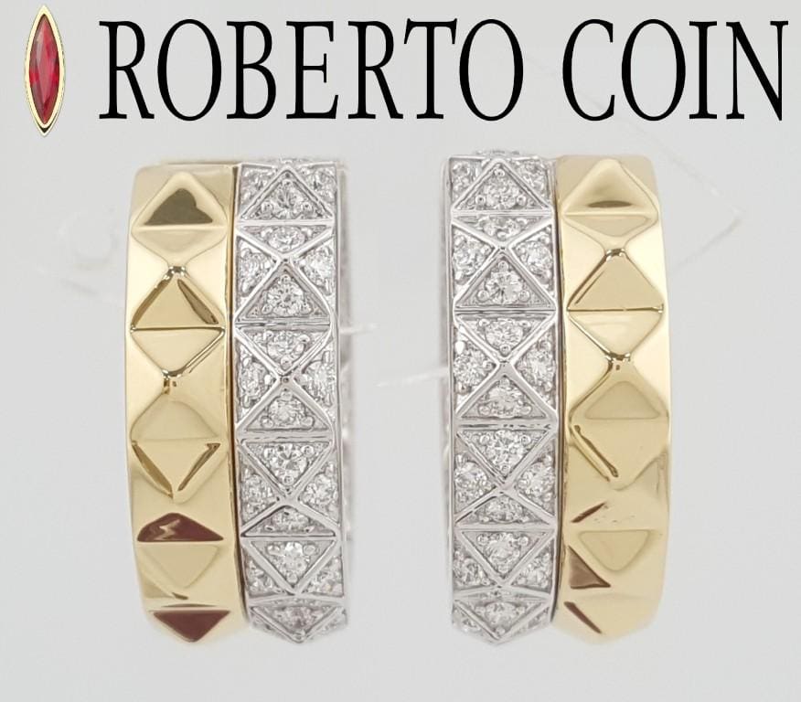 Roberto Coin Diamond Inside Out Hoop Earrings 0.65 18K 2-Tone Gold Retail $8,250