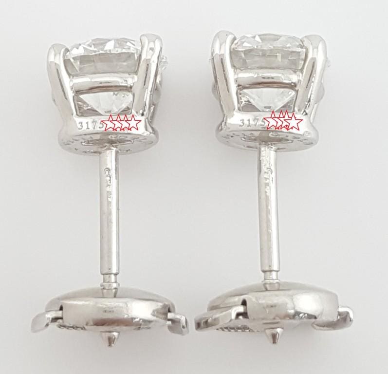 Tiffany & Co Round Diamond Solitaire Stud Earrings 2.32 ct Retail $43.9K