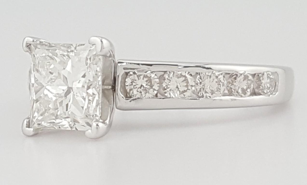 Princess Cut Diamond Channel Set Engagement Ring 1.69 ct 14k White Gold Rtl $7K