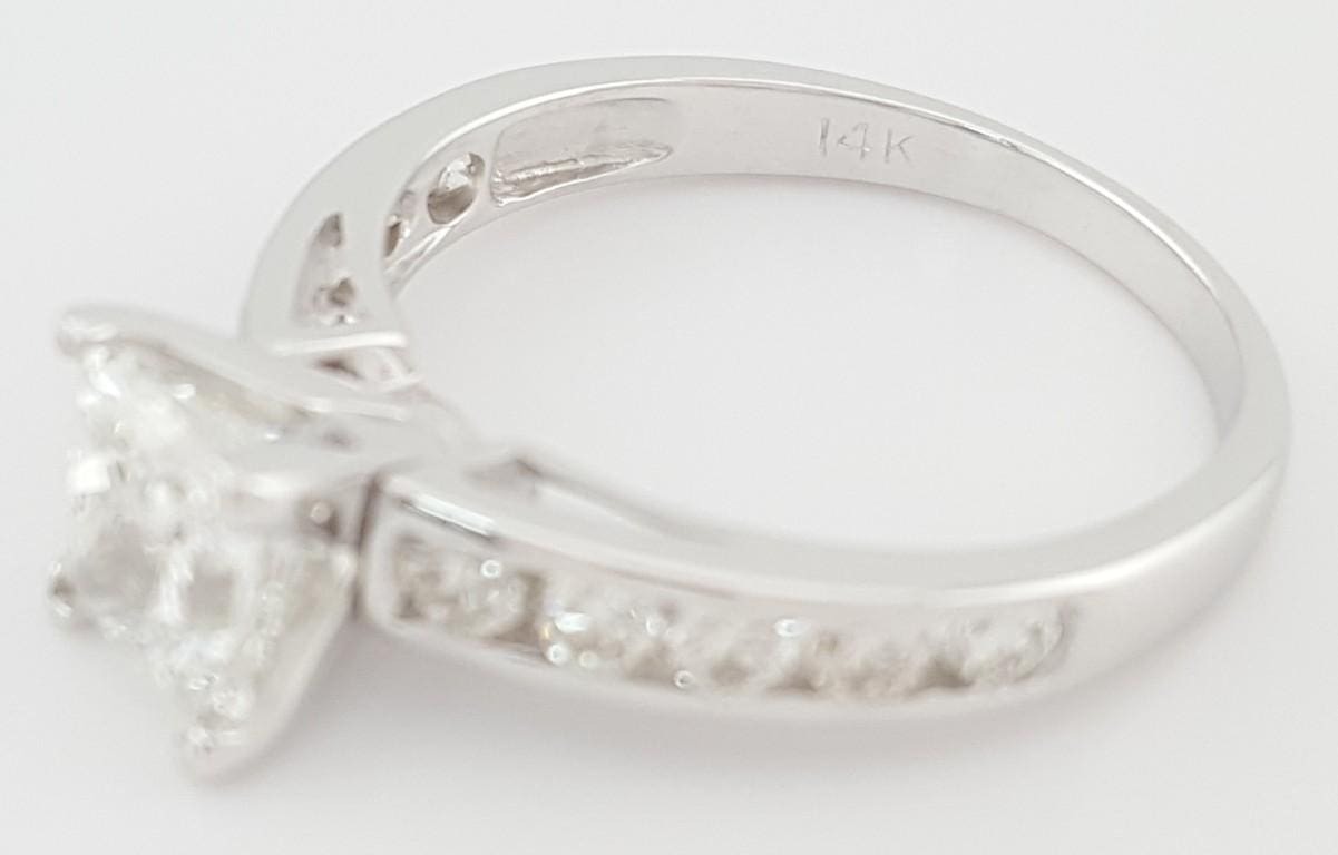 Princess Cut Diamond Channel Set Engagement Ring 1.69 ct 14k White Gold Rtl $7K