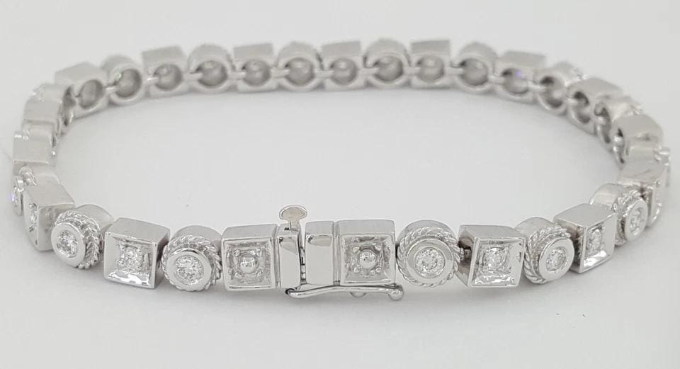 Penny Perville Classis Diamond Tennis Bracelet 1.7 ct 29.3 Grams 18K White Gold